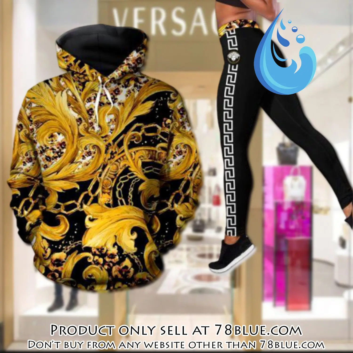 Gianni versace gold hoodie legging set luxury for women 78b0438405